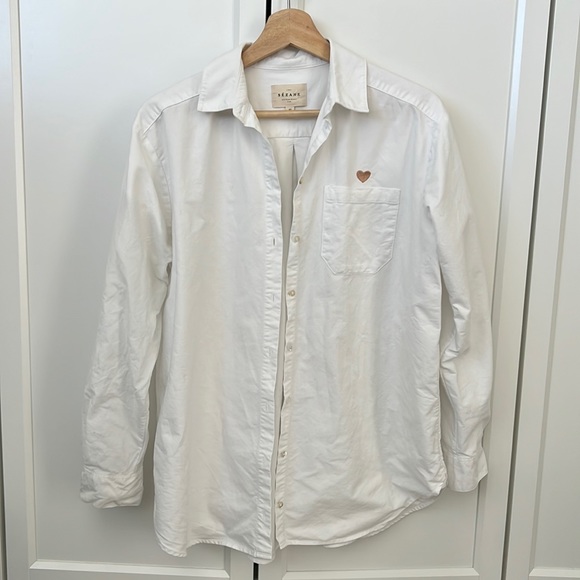 Sezane Tops - Sezane Max Button Down with Heart Embroidery